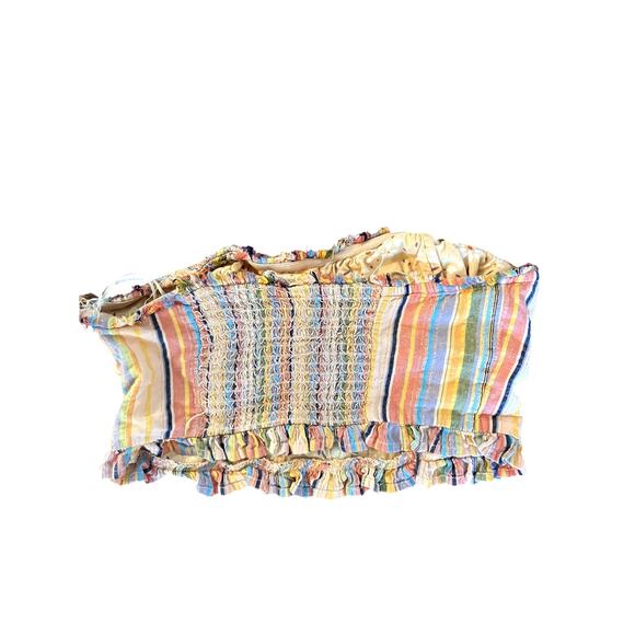 Anthropologie PILCRO Multi Stripe Strapless Smock Tube Top Size Small S FESTIVAL - Picture 5 of 9